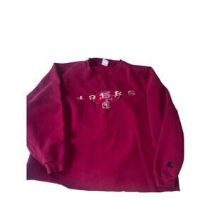 Vintage Starter San Francisco 49ers Crewneck Red Embroidered Logo NFL sz XL